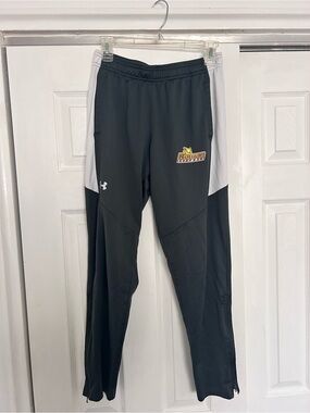 Under Armour Black & White Team Track Pants with Logo Patch